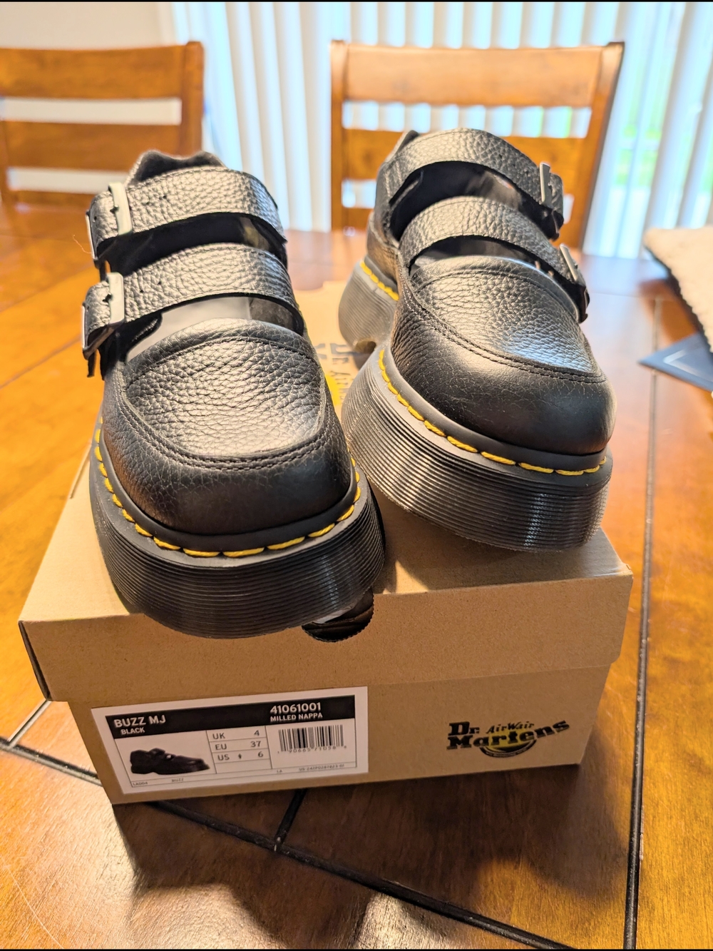 Dr. Martens Black Leather Double Monk Strap Platform Loafers